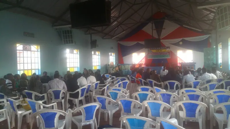 A packed hall at a community event